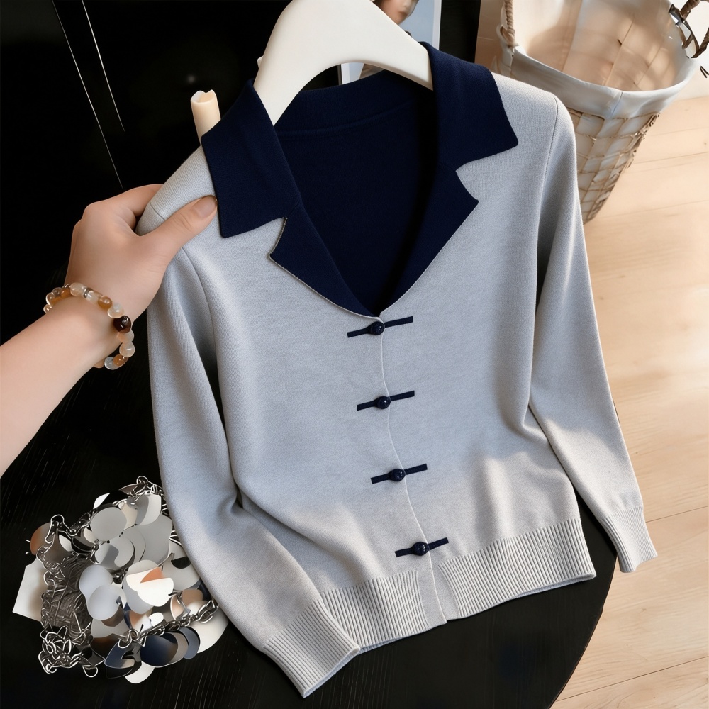 All-match Chinese style tops gray autumn and winter sweater