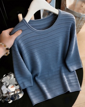 Loose commuting pullover tops short sleeve thin sweater
