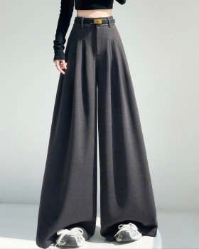 High waist drape trousers woolen mopping pants for women
