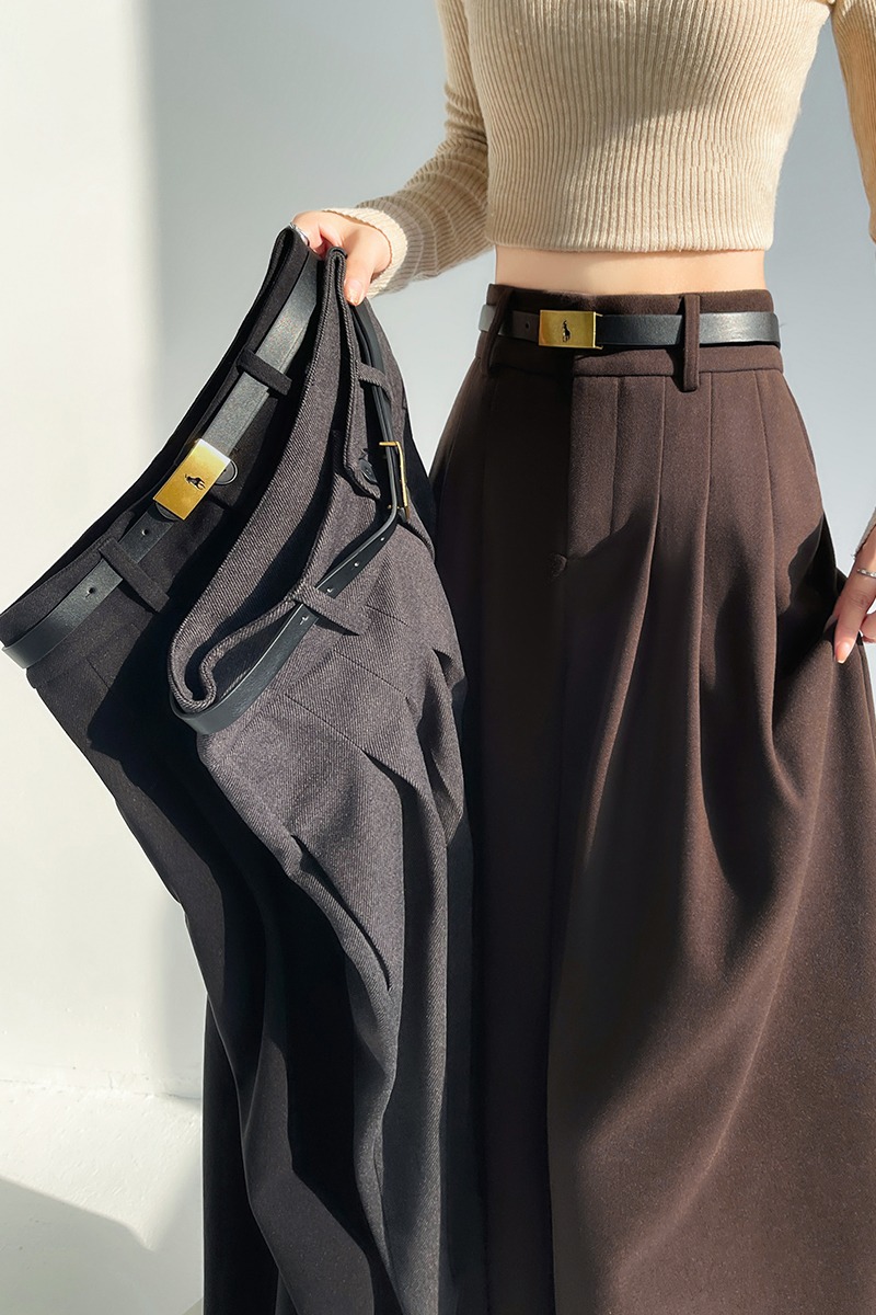 High waist drape trousers woolen mopping pants for women