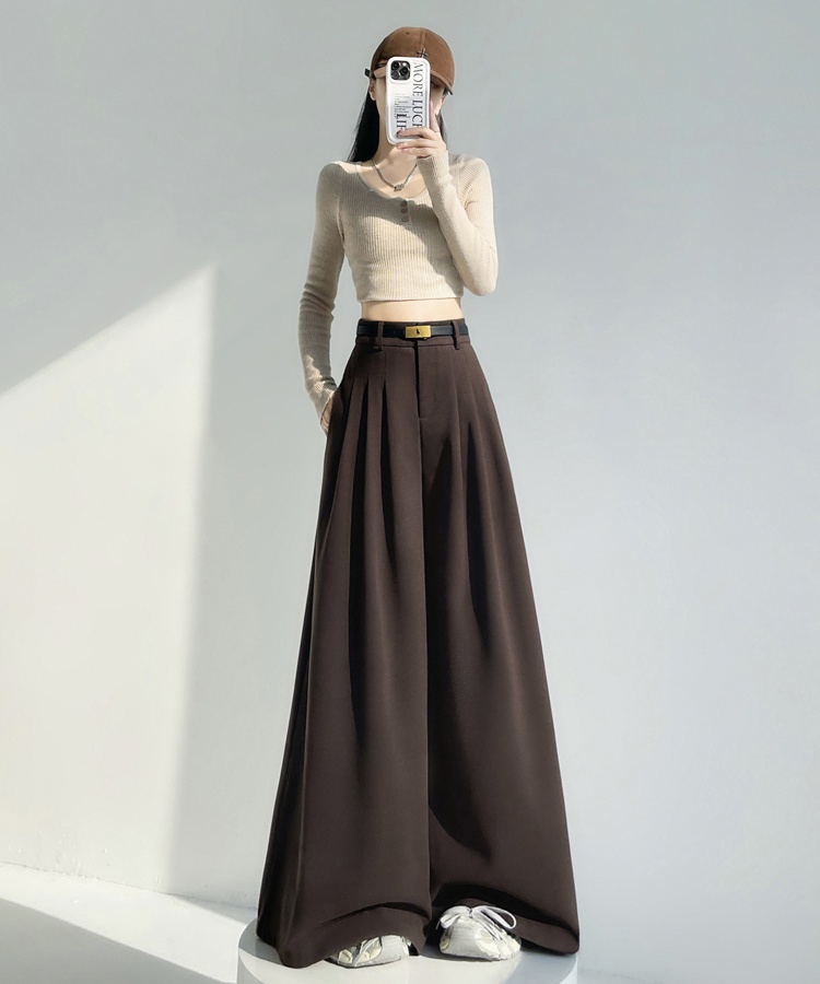 High waist drape trousers woolen mopping pants for women