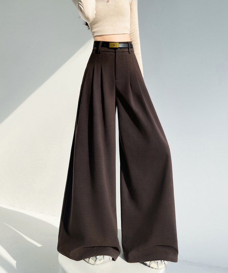 High waist drape trousers woolen mopping pants for women
