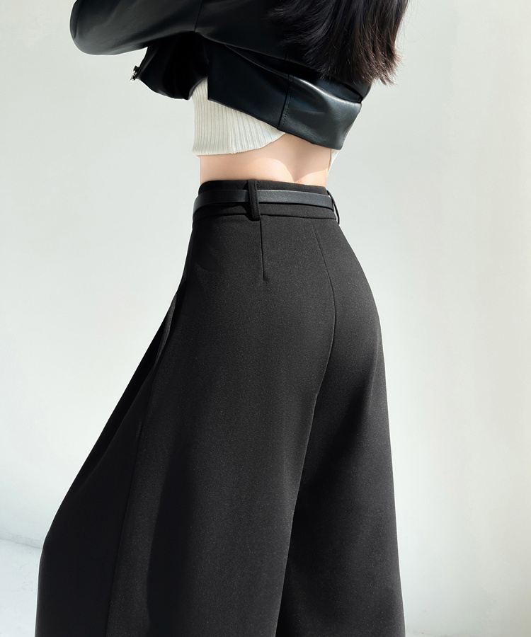 High waist drape trousers woolen mopping pants for women
