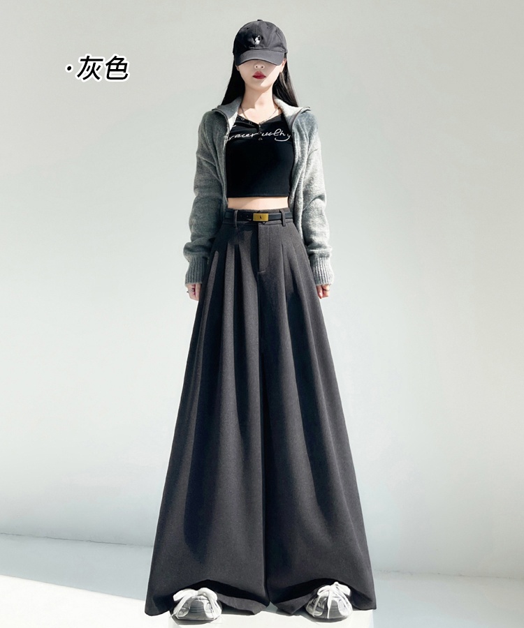 High waist drape trousers woolen mopping pants for women