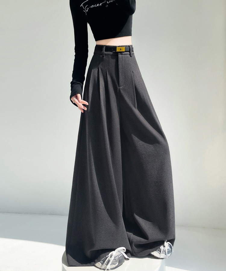 High waist drape trousers woolen mopping pants for women