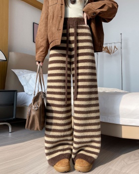 High waist stripe wide leg pants mopping straight pants