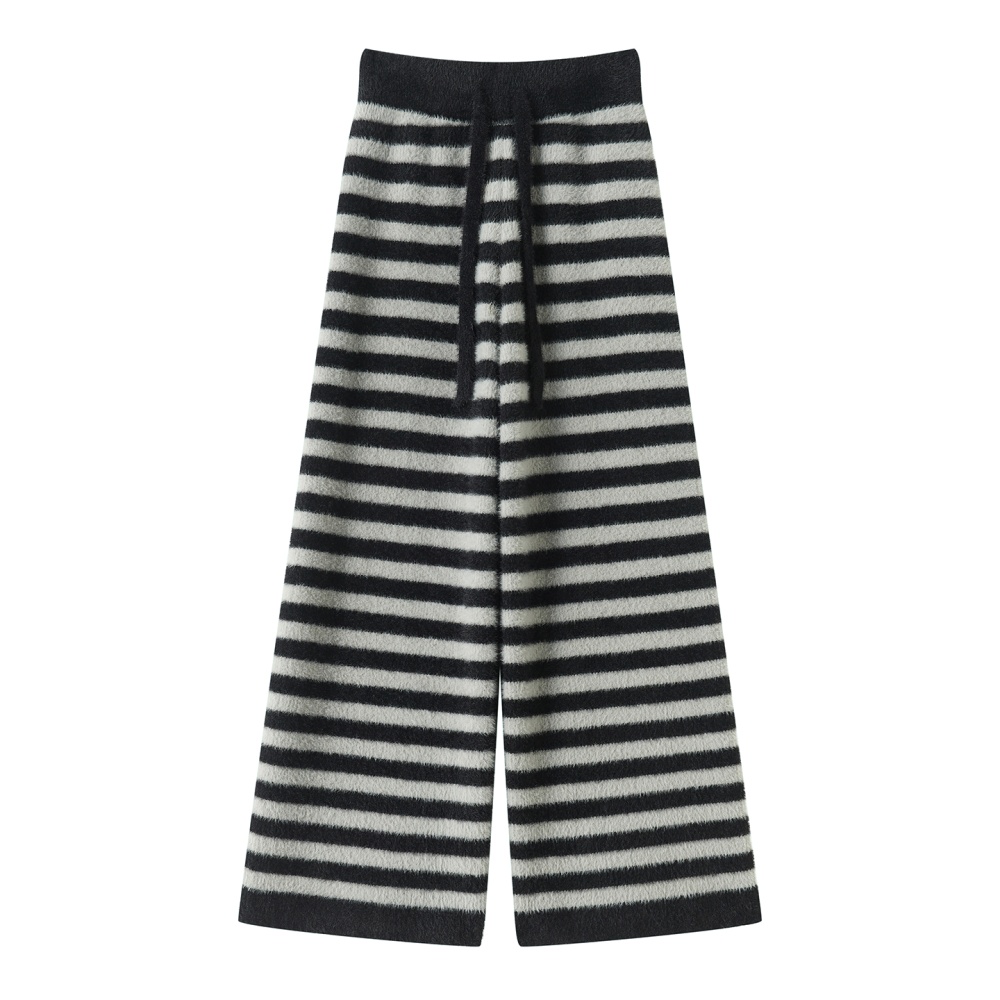 High waist stripe wide leg pants mopping straight pants