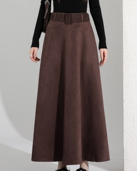 Autumn and winter high waist long A-line skirt for women