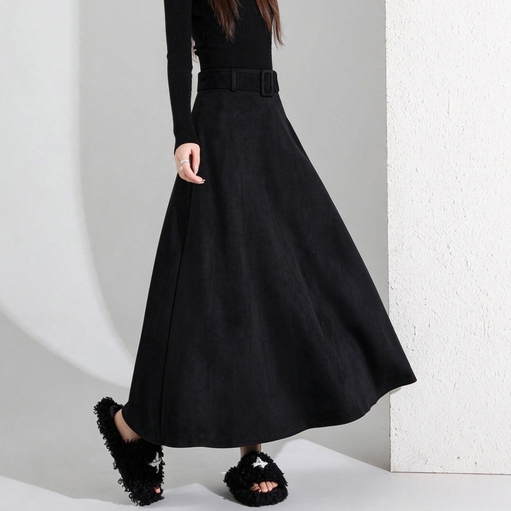 Autumn and winter high waist long A-line skirt for women