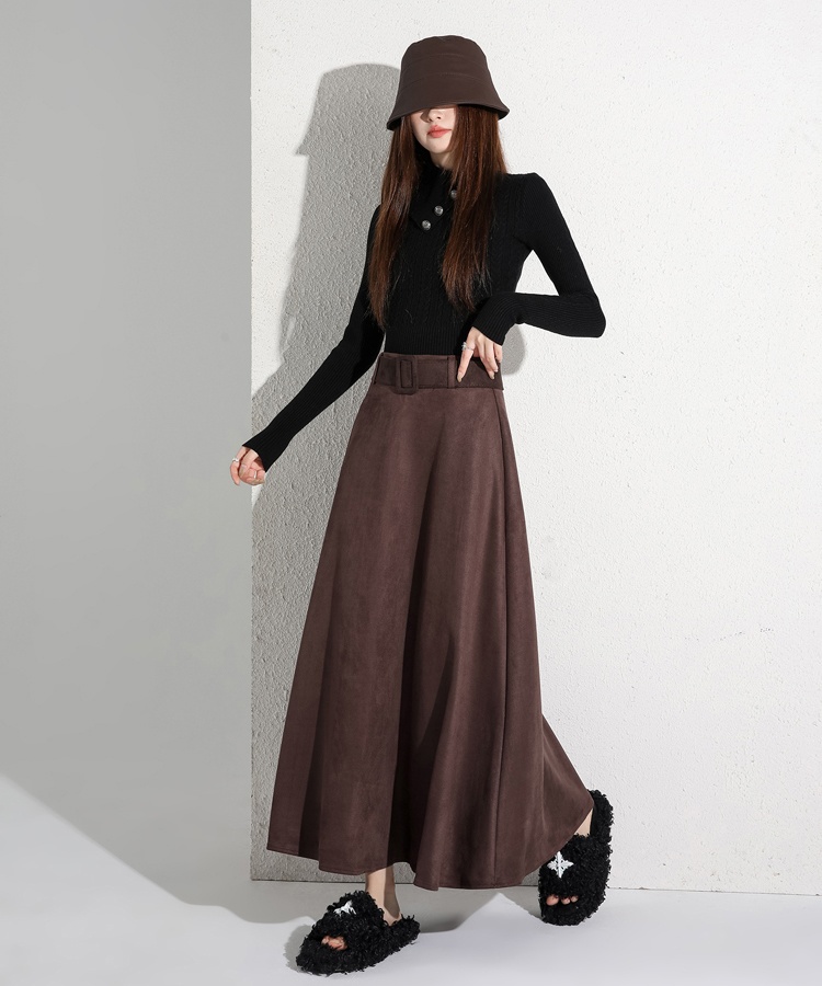 Autumn and winter high waist long A-line skirt for women