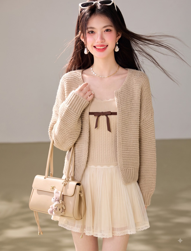 Tender loose V-neck coat knitted lazy cardigan for women
