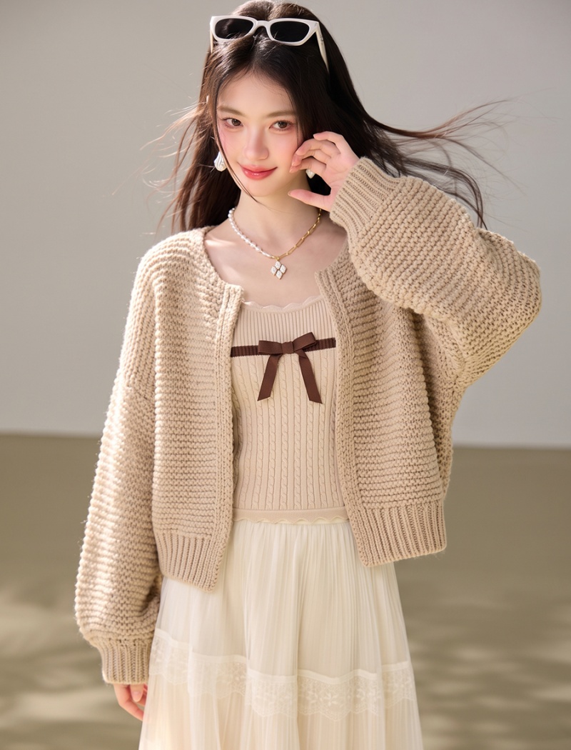 Tender loose V-neck coat knitted lazy cardigan for women