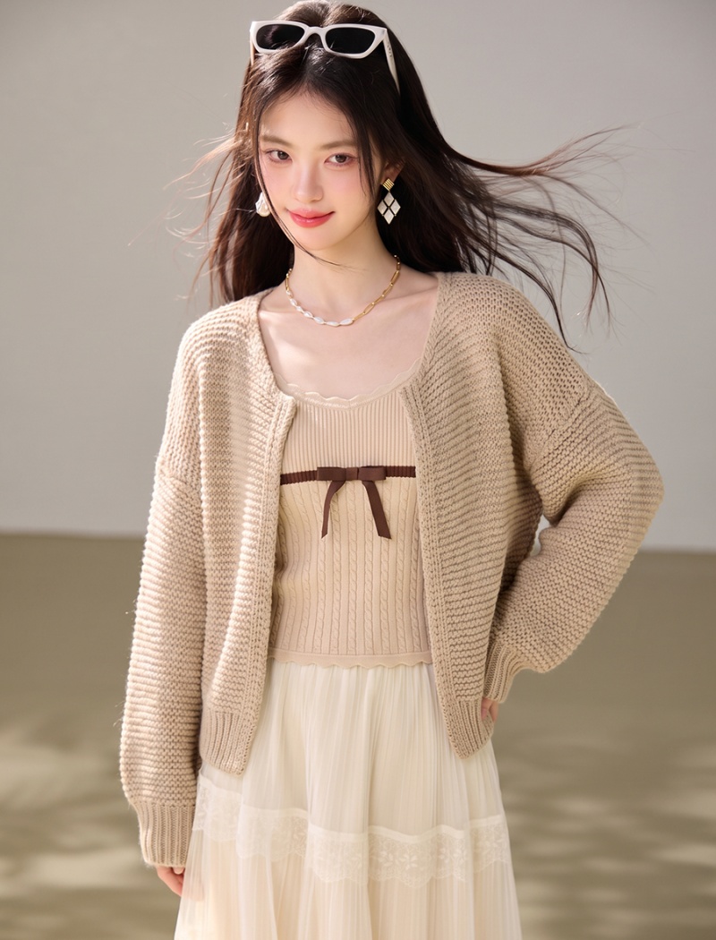 Tender loose V-neck coat knitted lazy cardigan for women