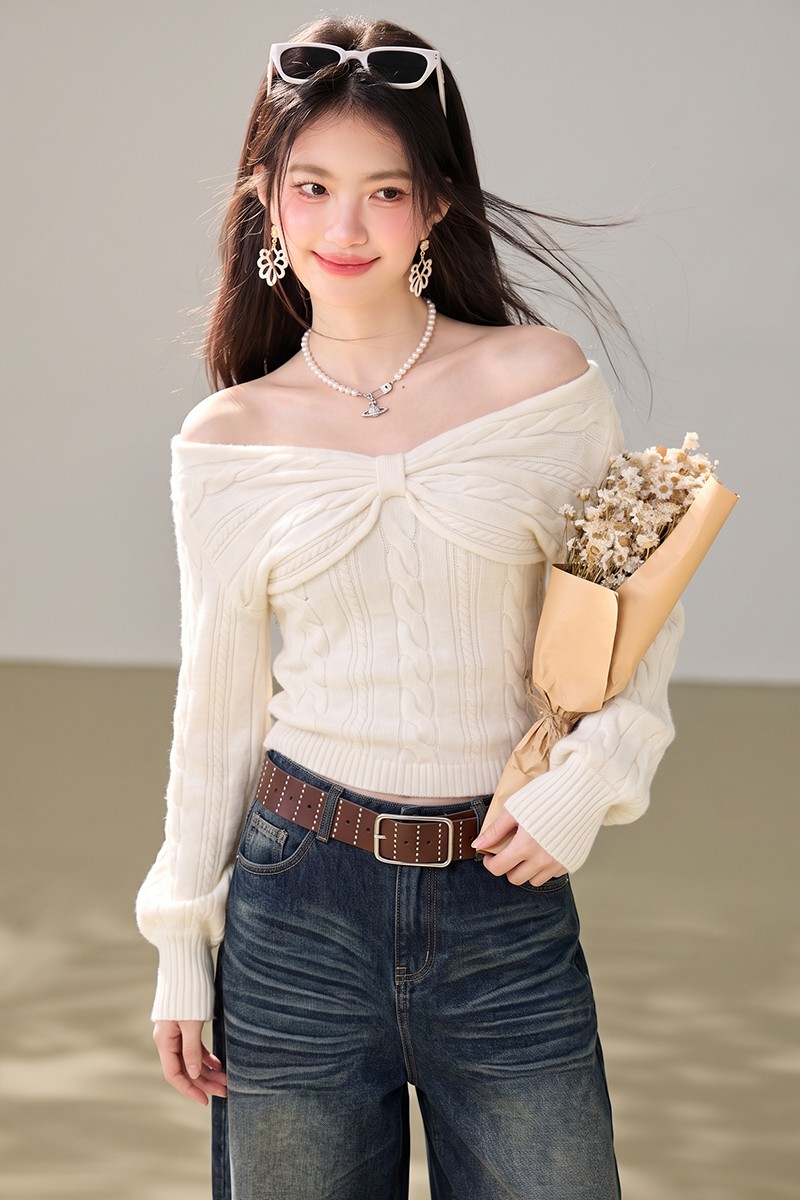 Knitted twist sweater wear stereoscopic tops