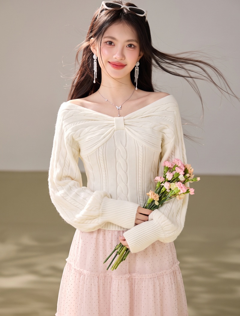 Knitted twist sweater wear stereoscopic tops