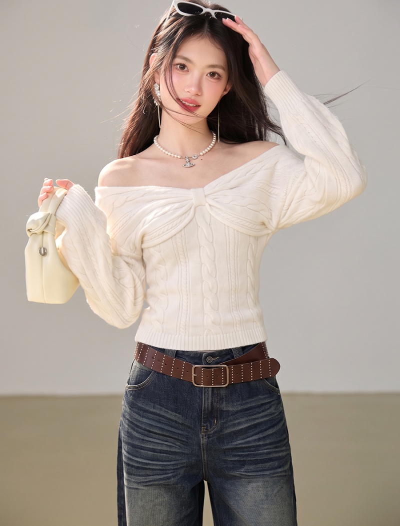 Knitted twist sweater wear stereoscopic tops