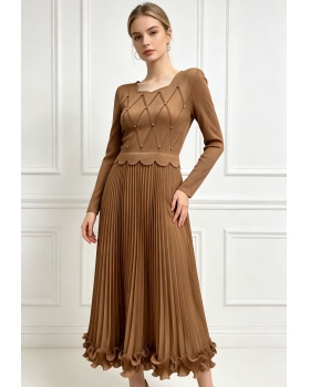 Beading long dress long sleeve dress for women
