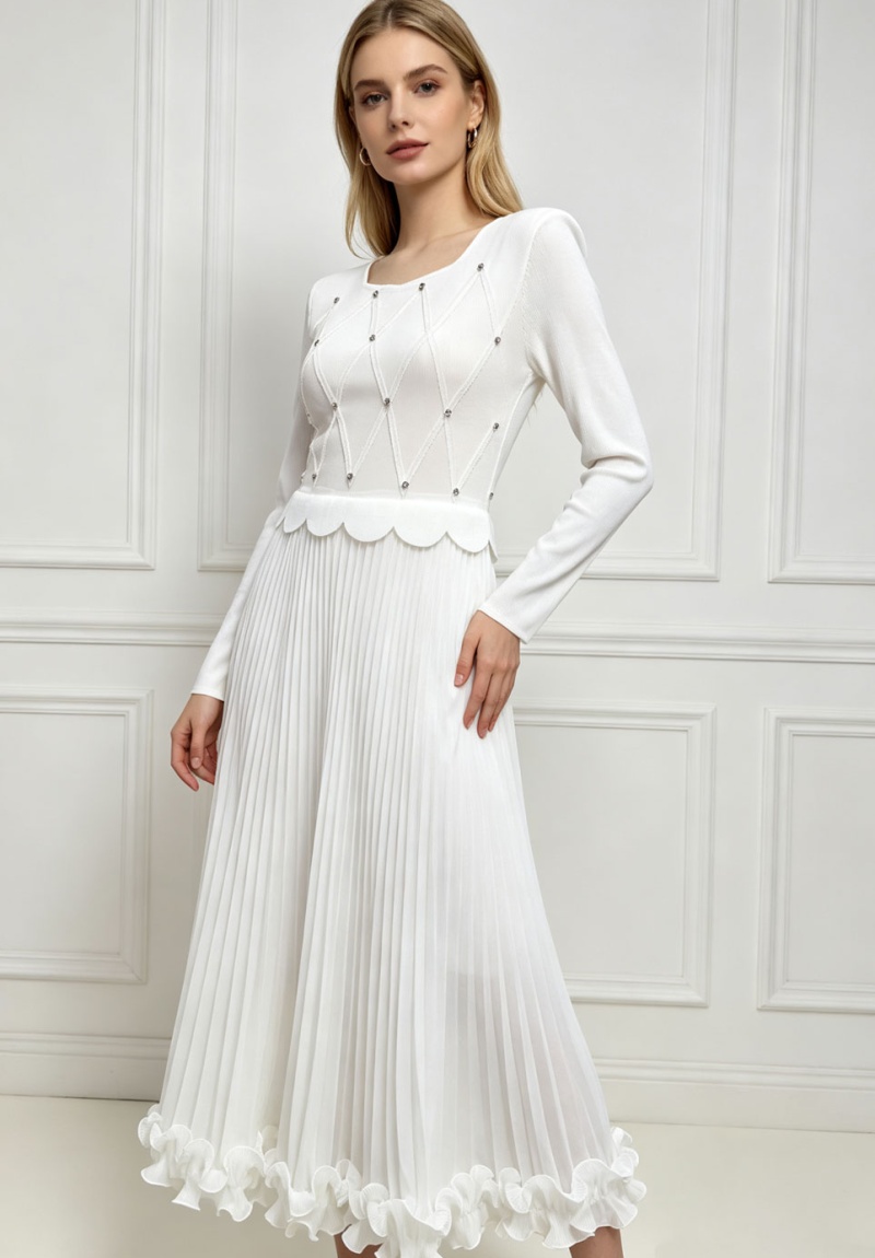 Beading long dress long sleeve dress for women