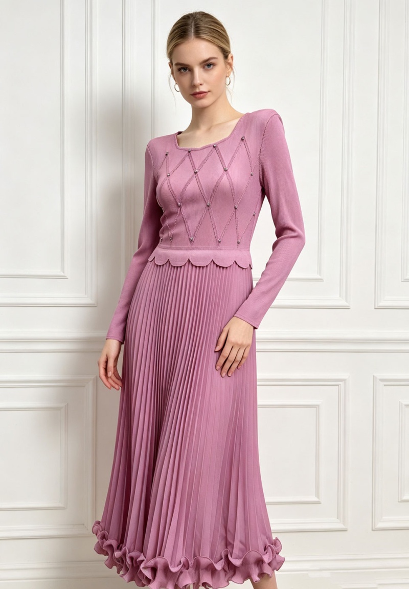 Beading long dress long sleeve dress for women