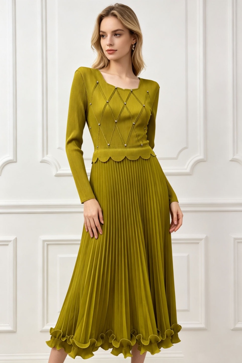 Beading long dress long sleeve dress for women