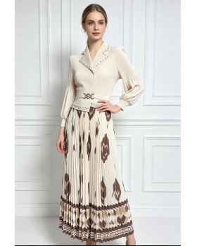 Printing long sleeve business suit loose dress