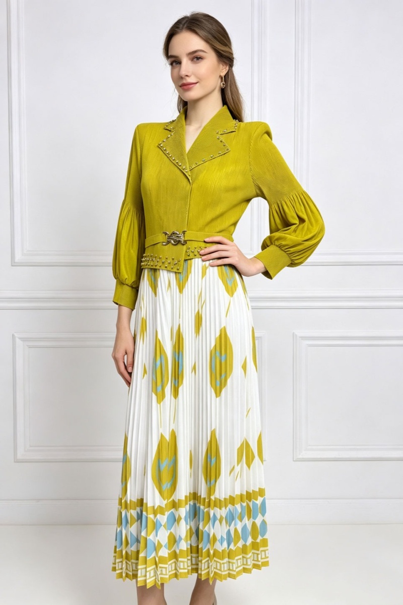 Printing long sleeve business suit loose dress