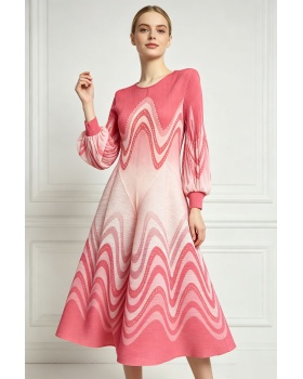 Tender fold long dress large yard printing dress for women