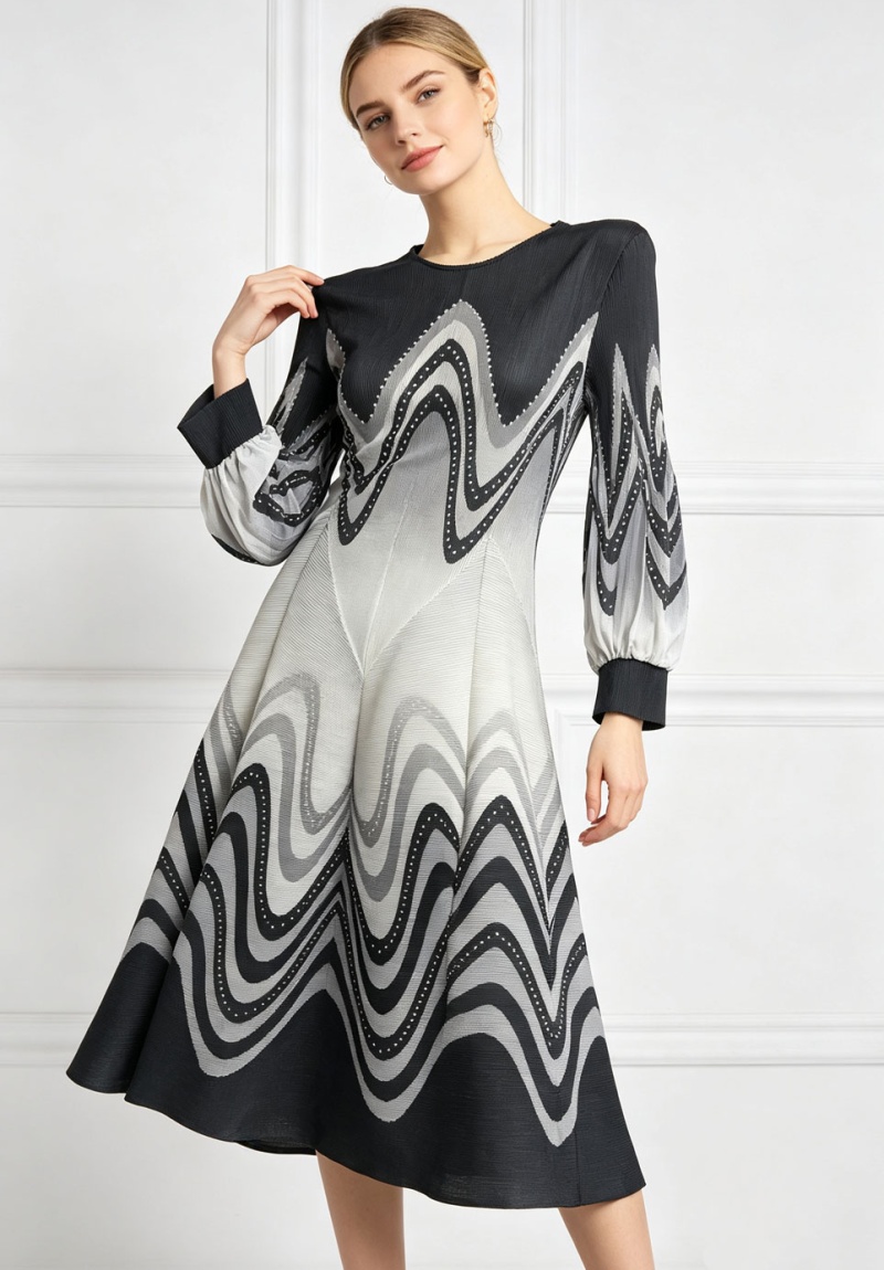 Tender fold long dress large yard printing dress for women
