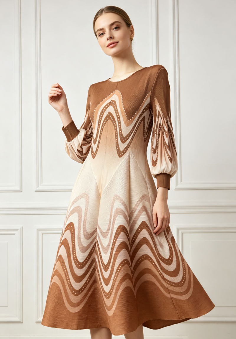 Tender fold long dress large yard printing dress for women