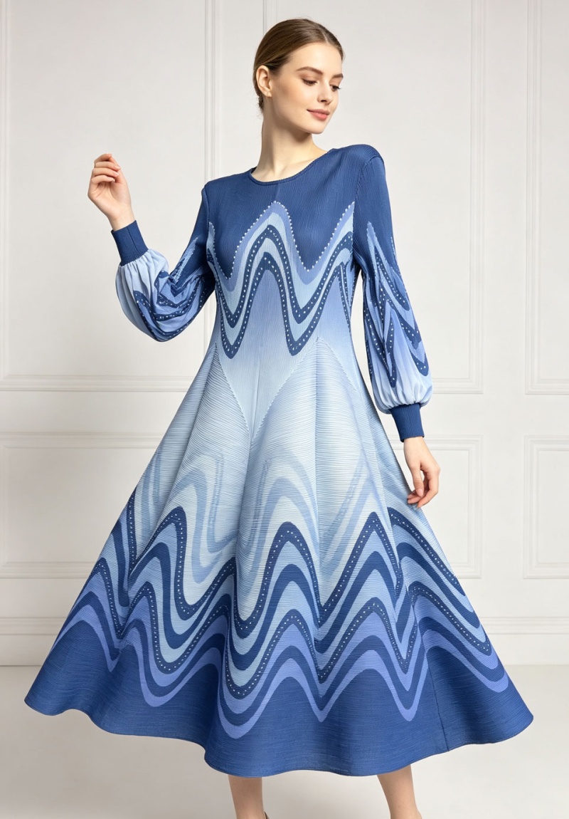 Tender fold long dress large yard printing dress for women