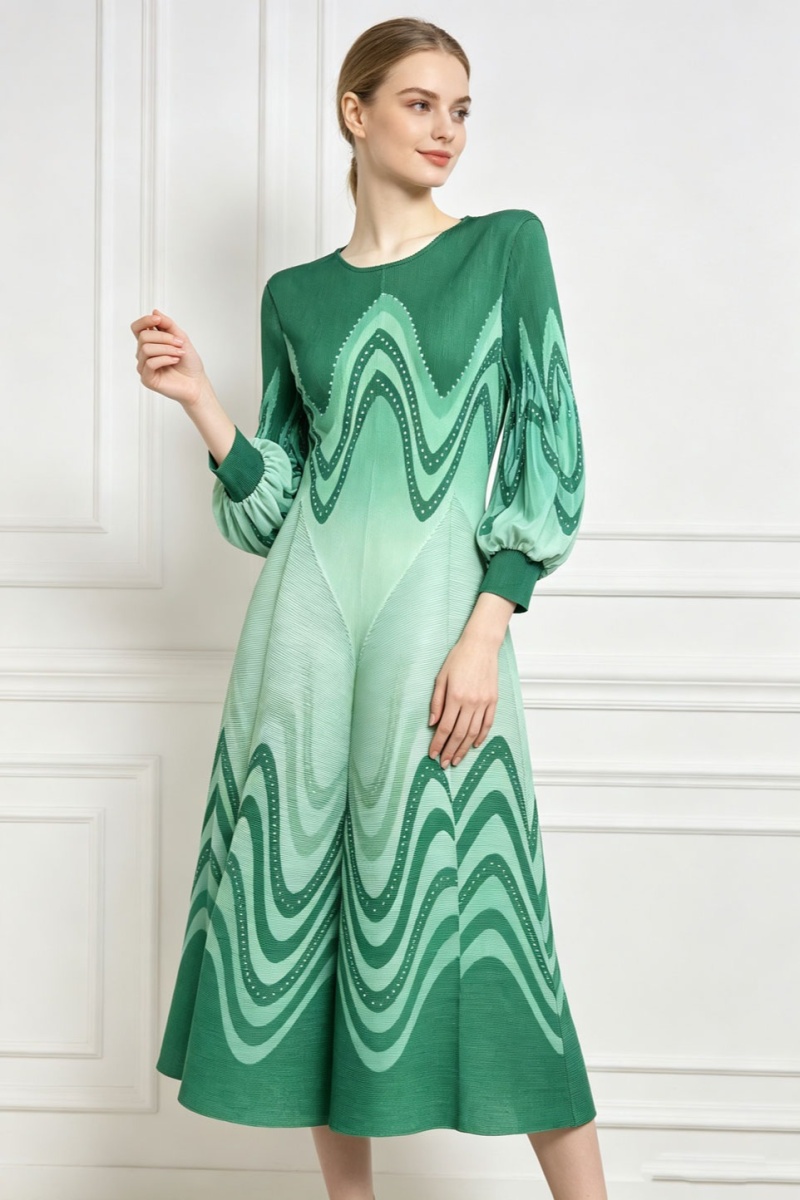 Tender fold long dress large yard printing dress for women
