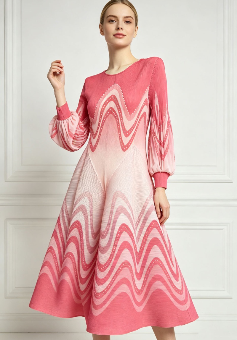 Tender fold long dress large yard printing dress for women