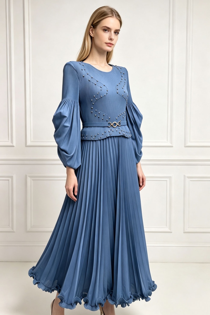 Beading wood ear large yard dress for women