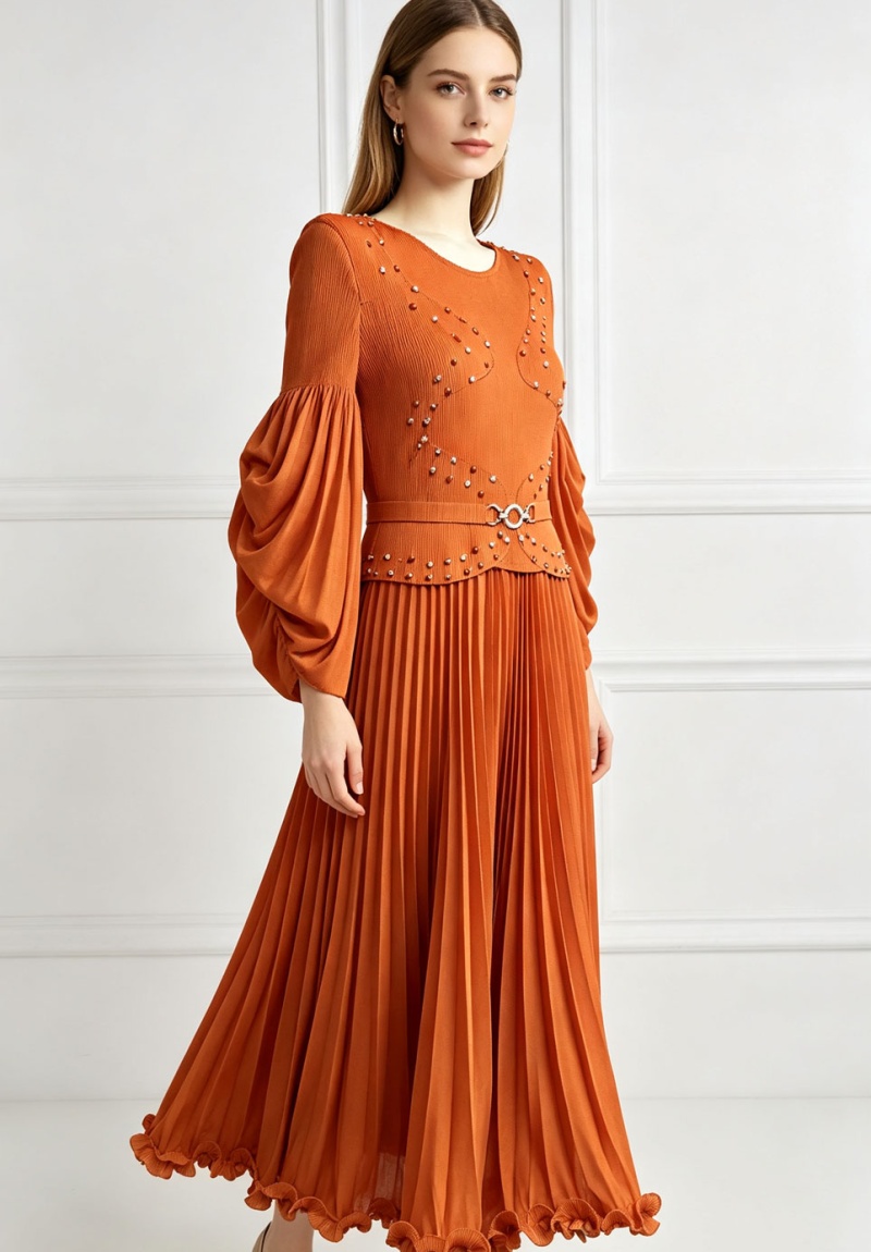 Beading wood ear large yard dress for women