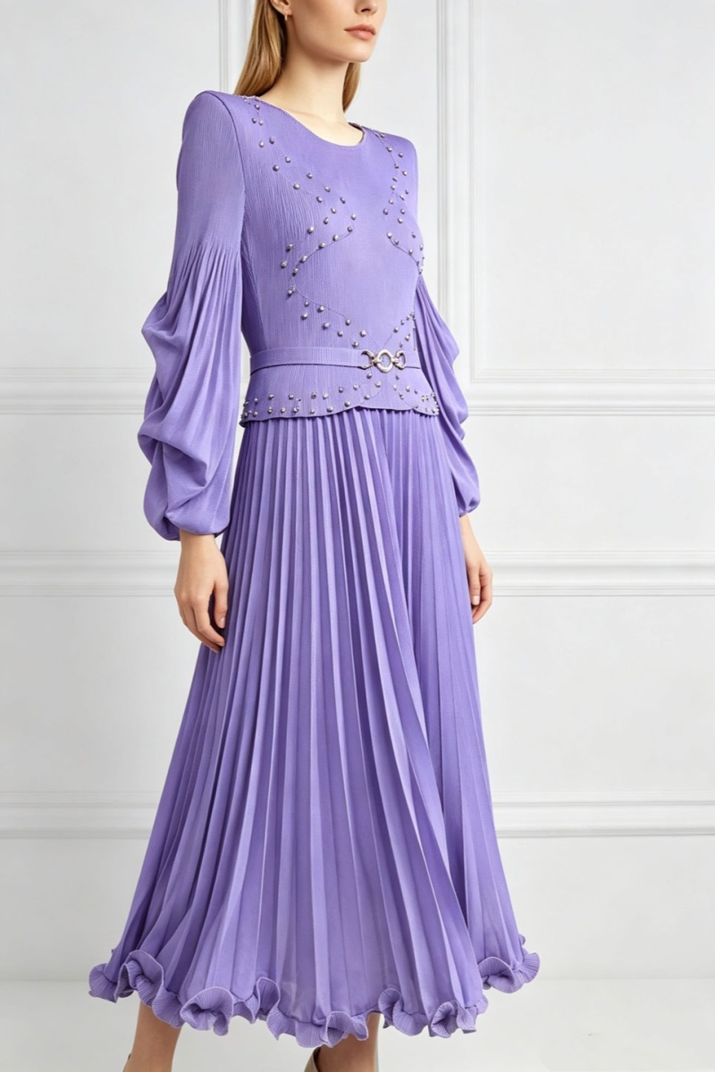 Beading wood ear large yard dress for women