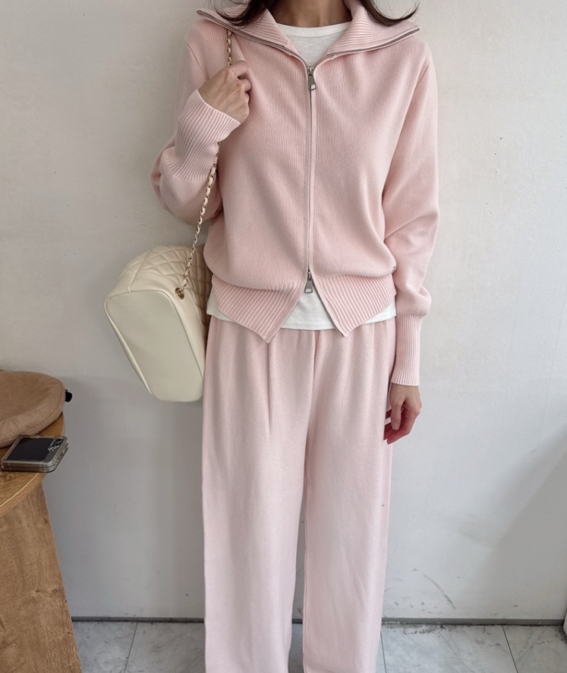 Long sleeve wide leg pants high waist sweater 2pcs set
