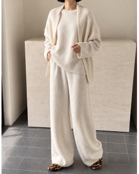 Casual hollow sweater knitted shawl 3pcs set