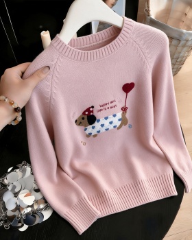Pure embroidery tops Korean style pullover sweater