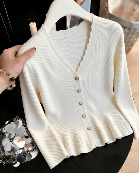 V-neck bottoming shirt autumn tops for women