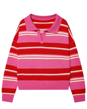 Temperament stripe shirts European style fashion sweater