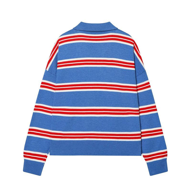 Temperament stripe shirts European style fashion sweater