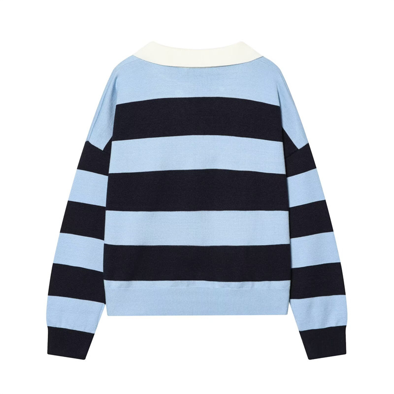 Temperament stripe shirts European style fashion sweater