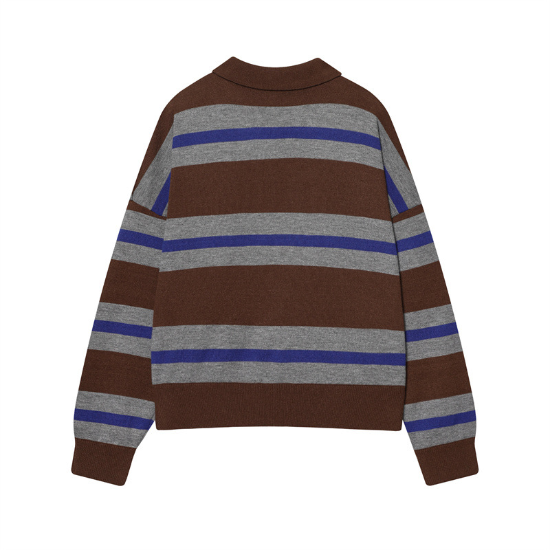 Temperament stripe shirts European style fashion sweater
