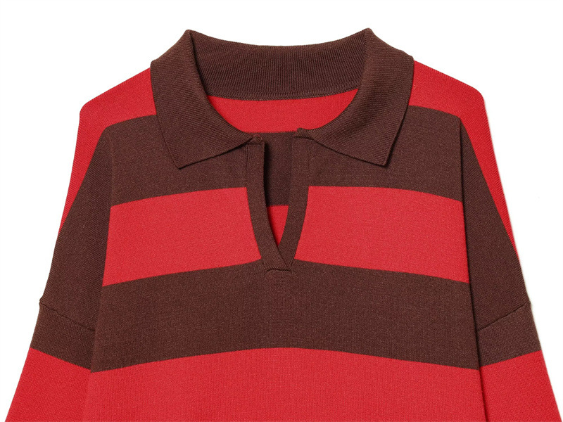 Temperament stripe shirts European style fashion sweater