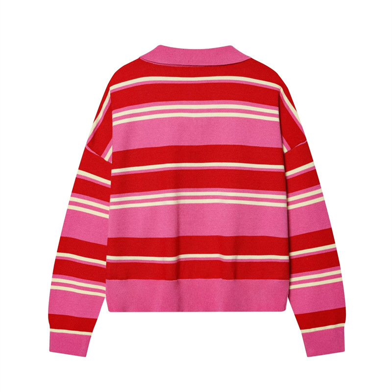Temperament stripe shirts European style fashion sweater