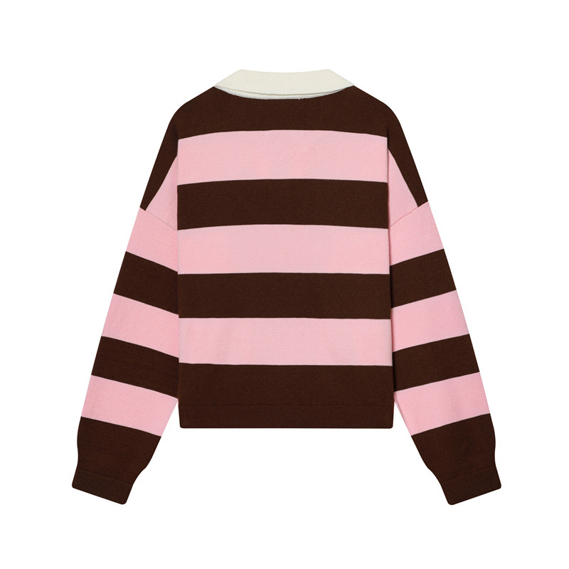 Temperament stripe shirts European style fashion sweater