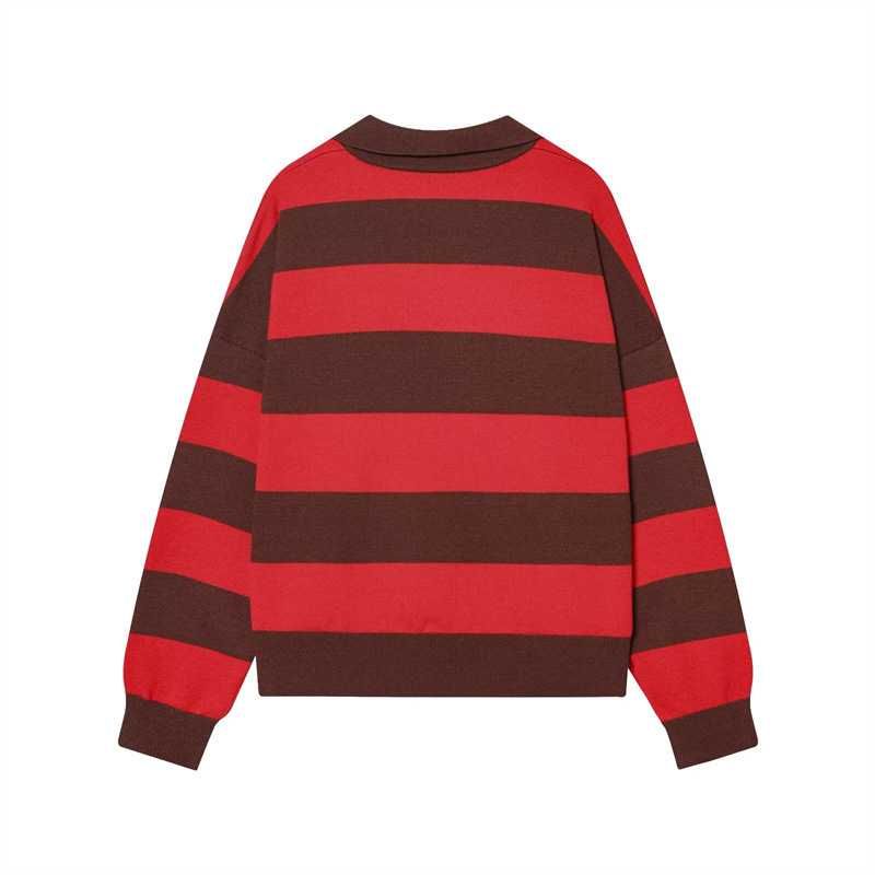 Temperament stripe shirts European style fashion sweater