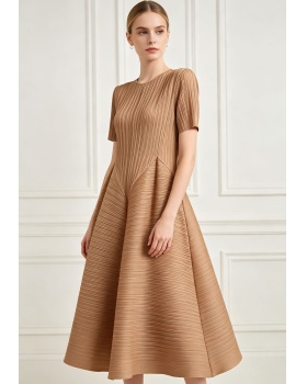Fold simple elegant fashion pure loose dress for women