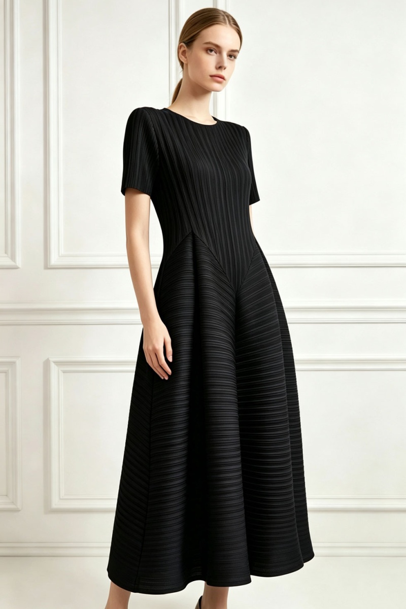 Fold simple elegant fashion pure loose dress for women