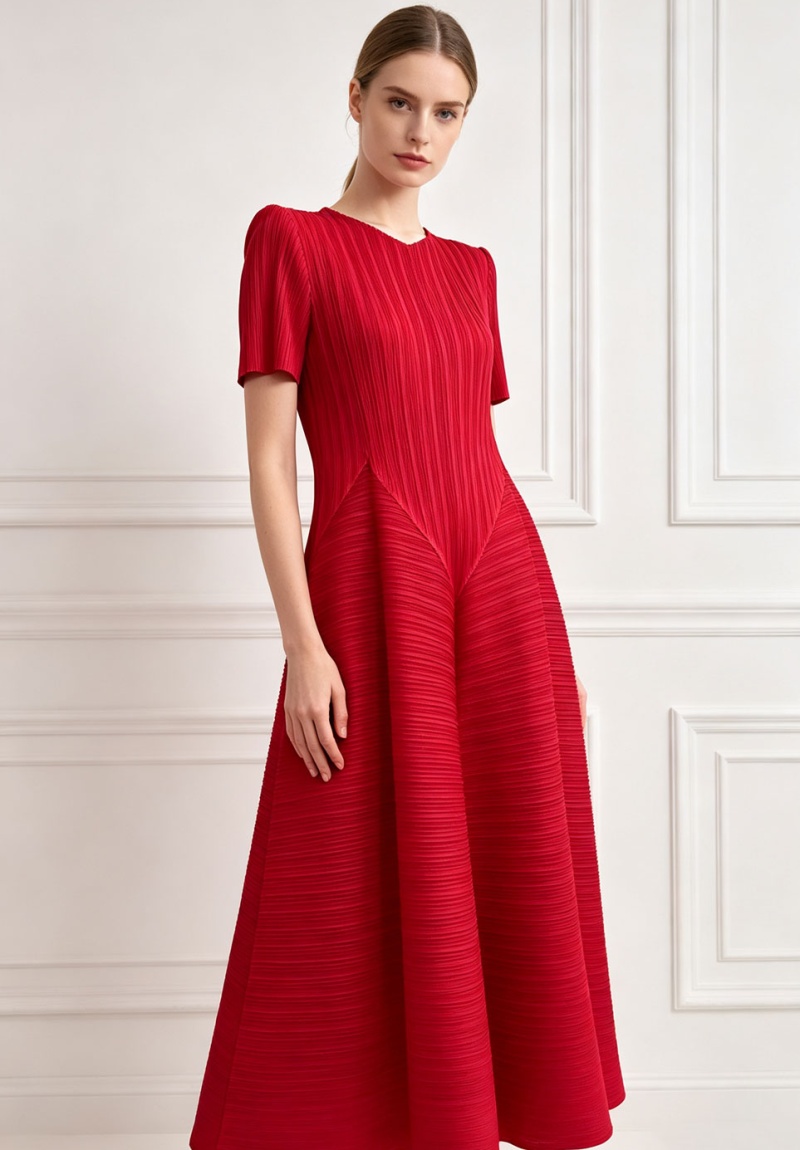 Fold simple elegant fashion pure loose dress for women